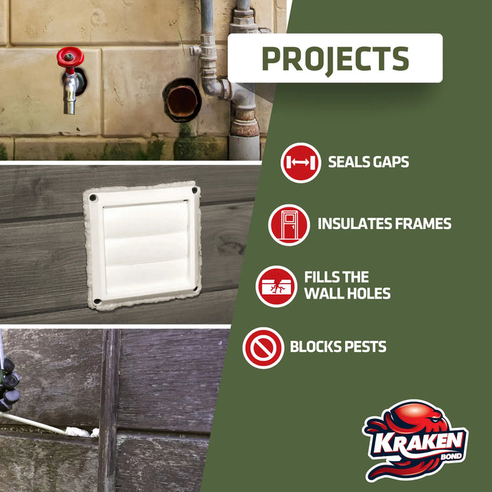 Kraken Bond PestSafe Straw Foam Sealant - Pest & Rodent Block Foam 12 oz