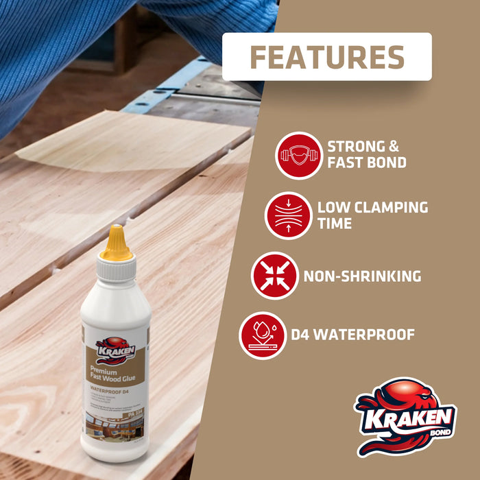 Kraken Bond D4 Premium Fast Wood Glue - 13.5 fl oz