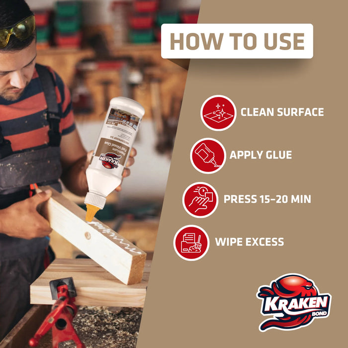 Kraken Bond D4 Premium Fast Wood Glue - 13.5 fl oz