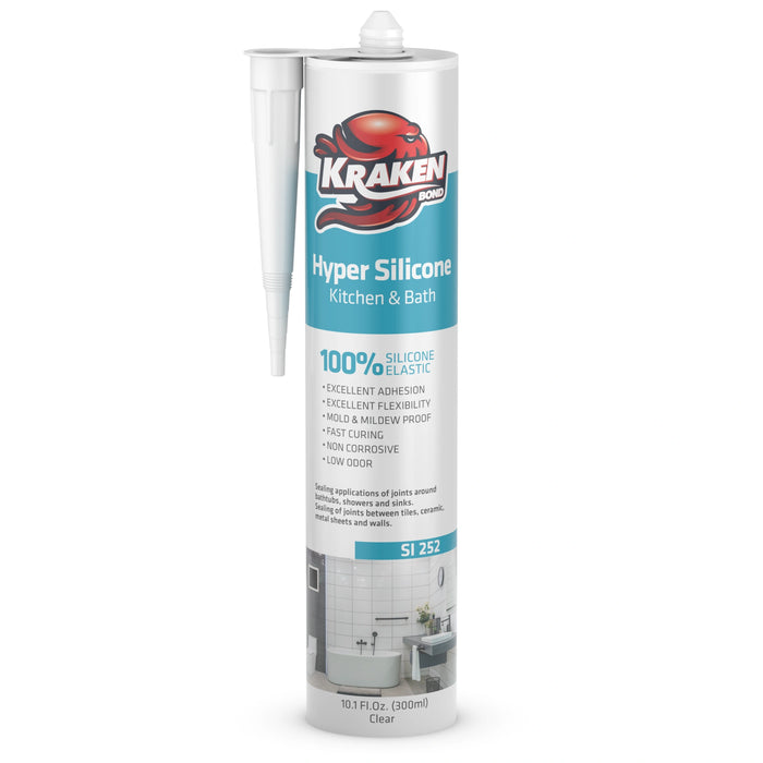 Kraken Bond Hyper Kitchen & Bathroom Silicone - Clear, 10.1 fl oz