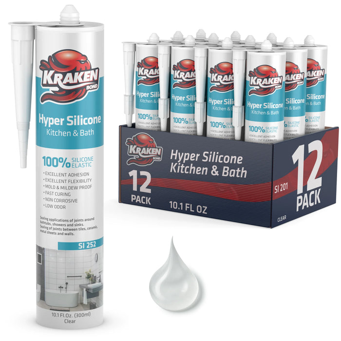 Kraken Bond Hyper Kitchen & Bathroom Silicone - Clear, 10.1 fl oz