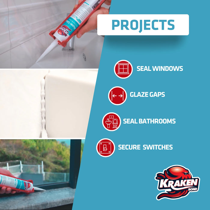 Kraken Bond Hyper Kitchen & Bathroom Silicone - Clear, 10.1 fl oz