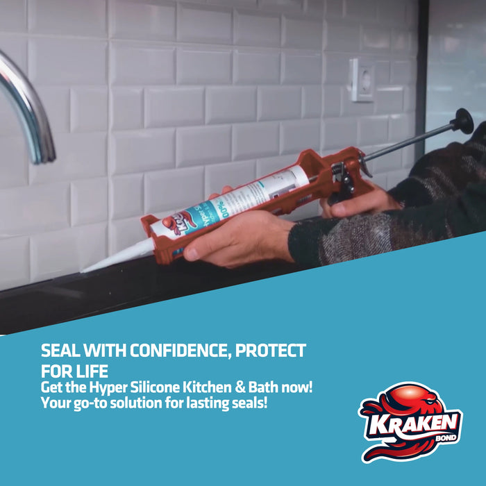 Kraken Bond Hyper Kitchen & Bathroom Silicone - Clear, 10.1 fl oz