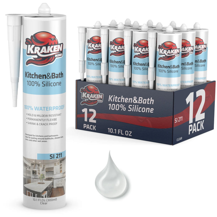 Kraken Bond Kitchen & Bathroom Silicone Sealant - 10.1 fl oz