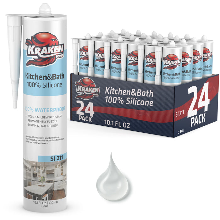 Kraken Bond Kitchen & Bathroom Silicone Sealant - 10.1 fl oz