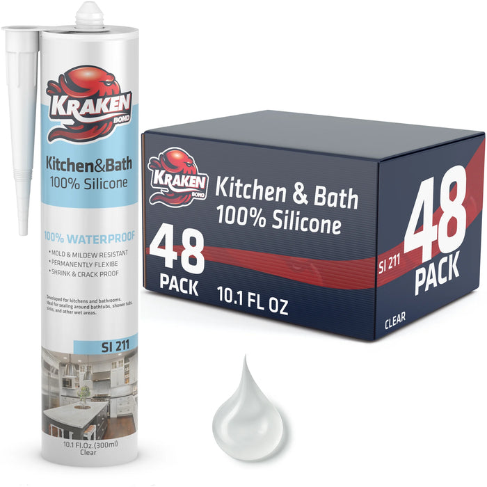 Kraken Bond Kitchen & Bathroom Silicone Sealant - 10.1 fl oz