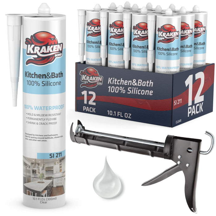 Kraken Bond Kitchen & Bathroom Silicone Sealant - 10.1 fl oz