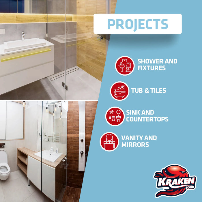 Kraken Bond Kitchen & Bathroom Silicone Sealant - 10.1 fl oz