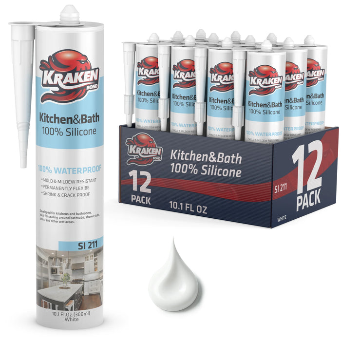 Kraken Bond Kitchen & Bathroom Silicone Sealant - 10.1 fl oz