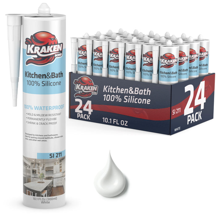 Kraken Bond Kitchen & Bathroom Silicone Sealant - 10.1 fl oz