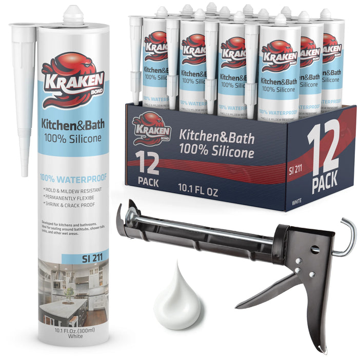 Kraken Bond Kitchen & Bathroom Silicone Sealant - 10.1 fl oz