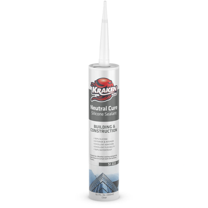 Kraken Bond Neutral Cure Building-Construction Silicone Sealant - Clear, 10.1 fl oz