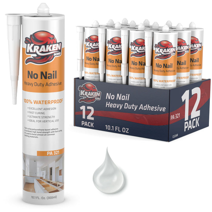 Kraken Bond No Nail Heavy Duty Polyurethane Adhesive - Clear, 10.1 fl oz