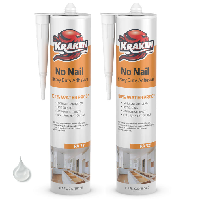 Kraken Bond No Nail Heavy Duty Polyurethane Adhesive - Clear, 10.1 fl oz