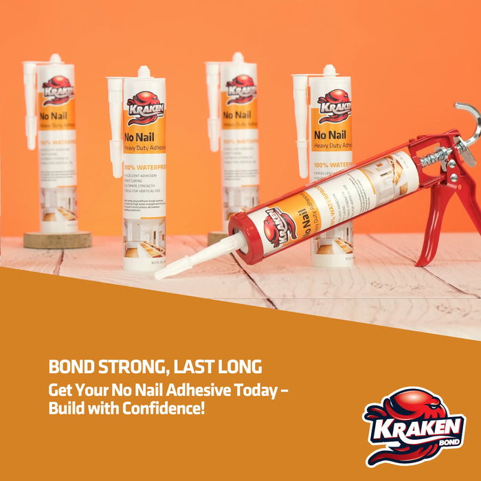 Kraken Bond No Nail Heavy Duty Polyurethane Adhesive - Clear, 10.1 fl oz