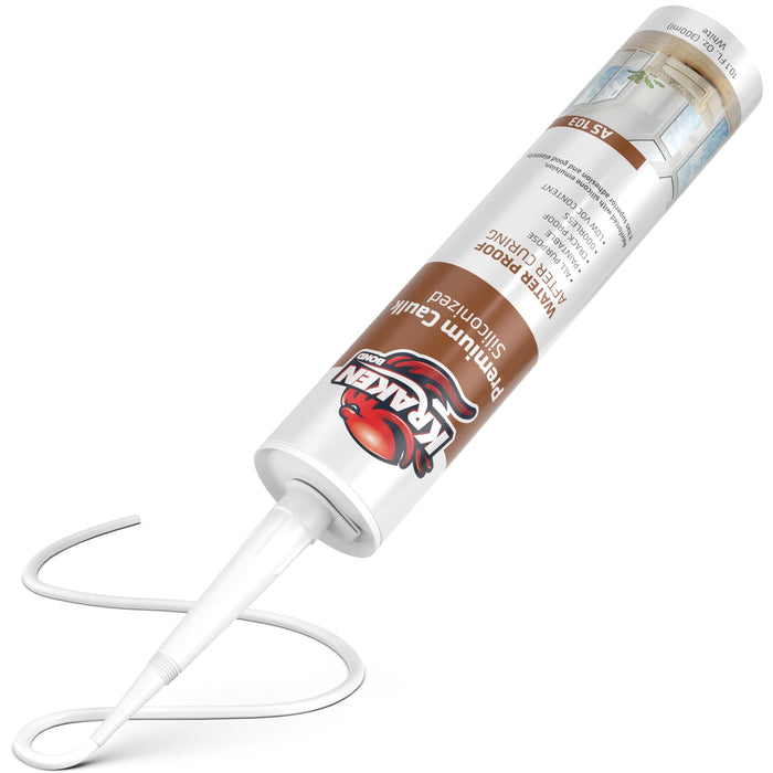 Kraken Bond Premium Siliconized Caulk Sealant - White, 10.1 fl oz