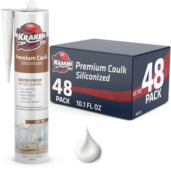 Kraken Bond Premium Siliconized Caulk Sealant - White, 10.1 fl oz
