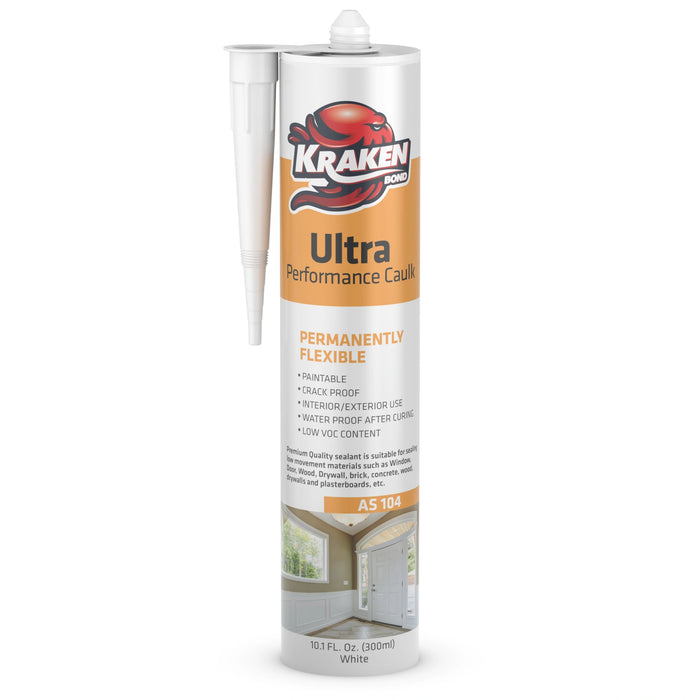 Kraken Bond Ultra Performance Caulk Sealant - White, 10.1 fl oz