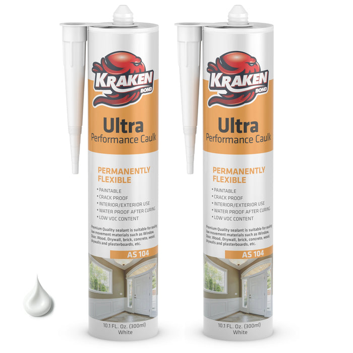 Kraken Bond Ultra Performance Caulk Sealant - White, 10.1 fl oz