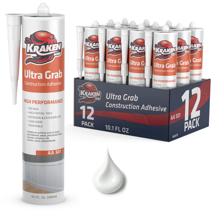 Kraken Bond Ultra Grab Construction Adhesive - White, 10.1 fl oz