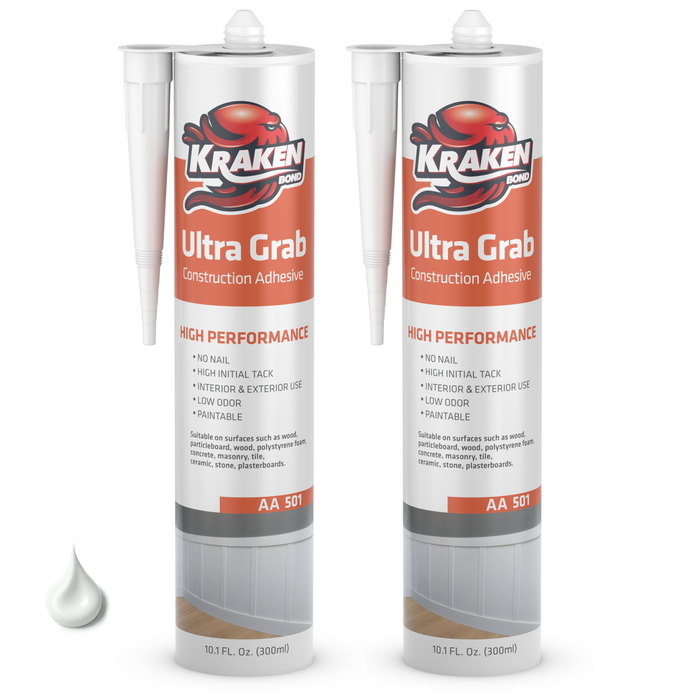 Kraken Bond Ultra Grab Construction Adhesive - White, 10.1 fl oz