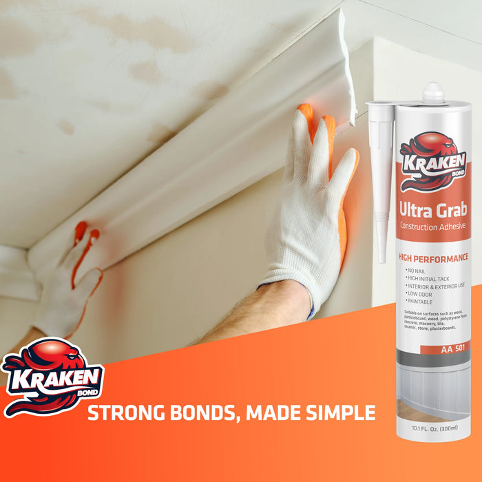 Kraken Bond Ultra Grab Construction Adhesive - White, 10.1 fl oz