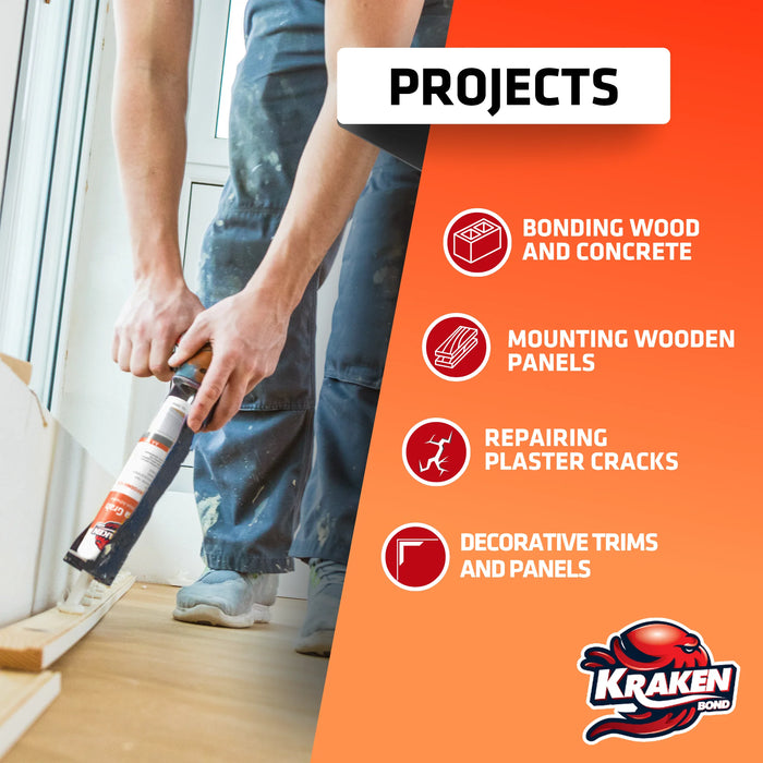 Kraken Bond Ultra Grab Construction Adhesive - White, 10.1 fl oz