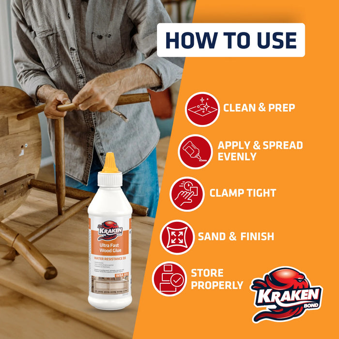 Kraken Bond D3 White PVA Ultra Fast Wood Glue - 13.5 fl oz