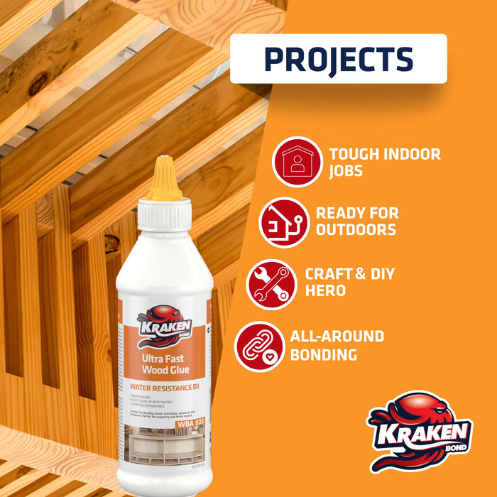 Kraken Bond D3 White PVA Ultra Fast Wood Glue - 13.5 fl oz