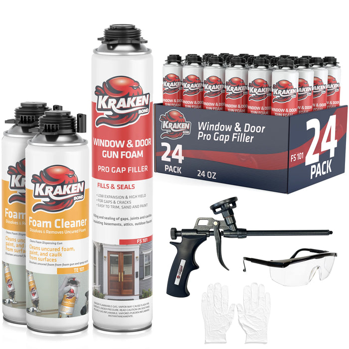 Kraken Bond PRO Window & Door Gap Filler 24oz / 32oz, Low Expansion Gun Foam