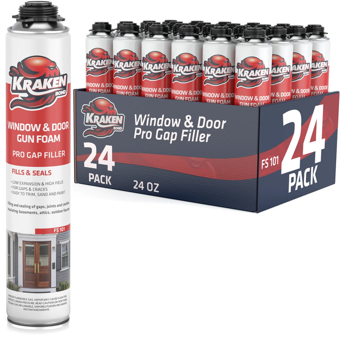 Kraken Bond PRO Window & Door Gap Filler 24oz / 32oz, Low Expansion Gun Foam