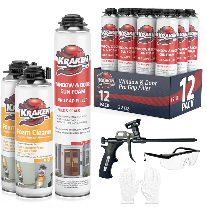 Kraken Bond PRO Window & Door Gap Filler 24oz / 32oz, Low Expansion Gun Foam