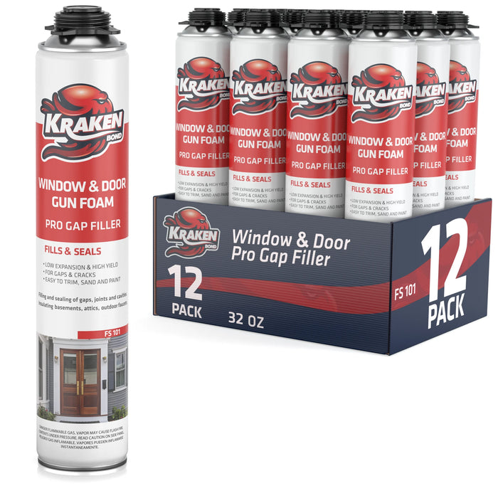 Kraken Bond PRO Window & Door Gap Filler 24oz / 32oz, Low Expansion Gun Foam