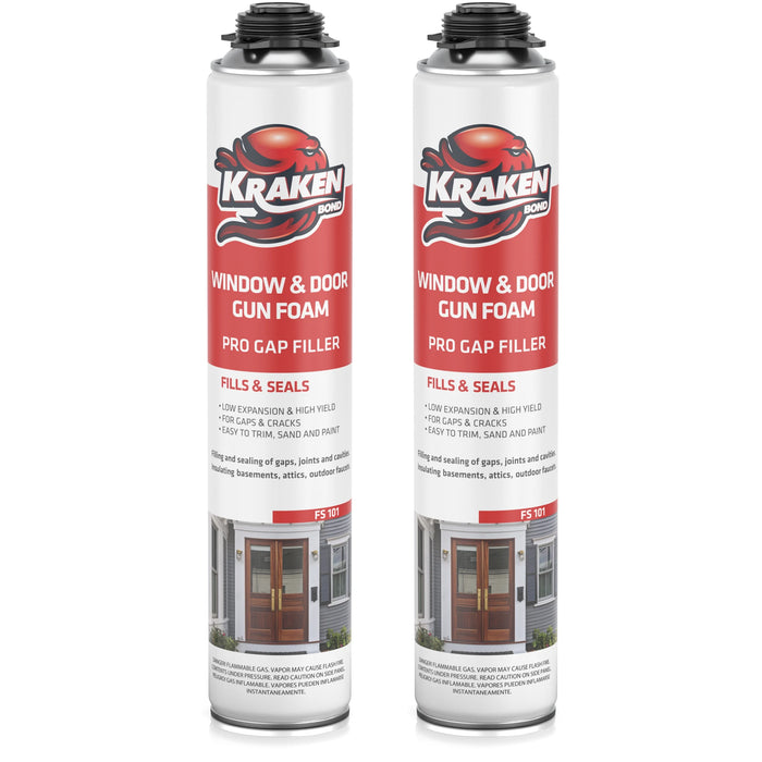 Kraken Bond PRO Window & Door Gap Filler 24oz / 32oz, Low Expansion Gun Foam