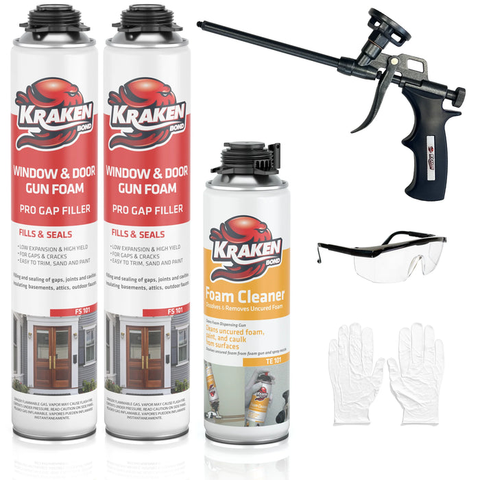 Kraken Bond PRO Window & Door Gap Filler 24oz / 32oz, Low Expansion Gun Foam