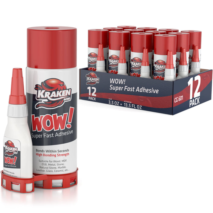 Kraken Bond WOW Super Fast Adhesive CA Glue with Activator Spray