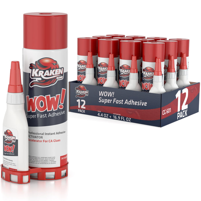 Kraken Bond WOW Super Fast Adhesive CA Glue with Activator Spray