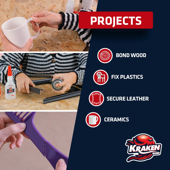 Kraken Bond WOW Super Fast Adhesive CA Glue with Activator Spray