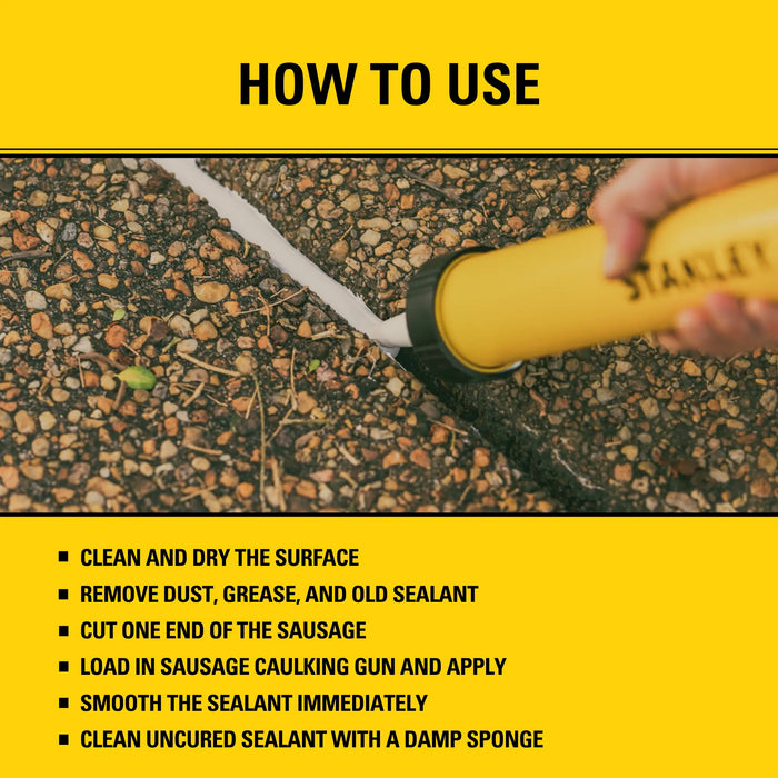 Stanley S362 Specialty Self Leveling Sealant Sausage - White, 20.3oz