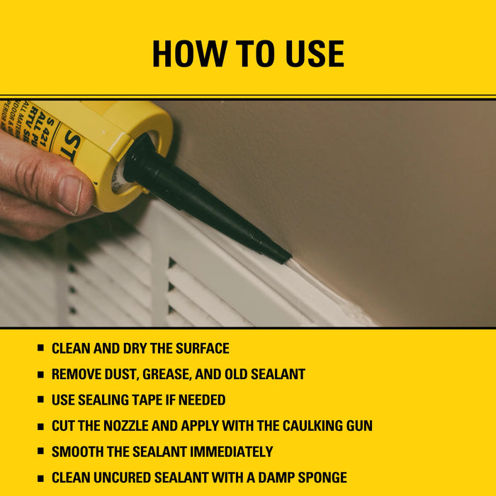 Stanley S421 All Purpose RTV Silicone Sealant (Acetoxy Cure) - MultiColor, 10.1 fl oz