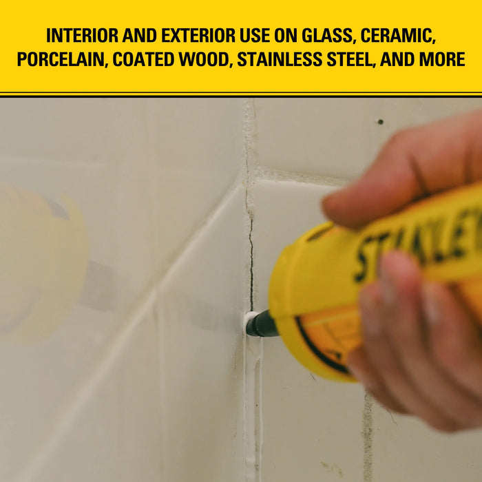 Stanley S422 Kitchen & Bath Tub & Tile Silicone Sealant (Acetoxy cure) - White/Clear, 10.1 fl oz