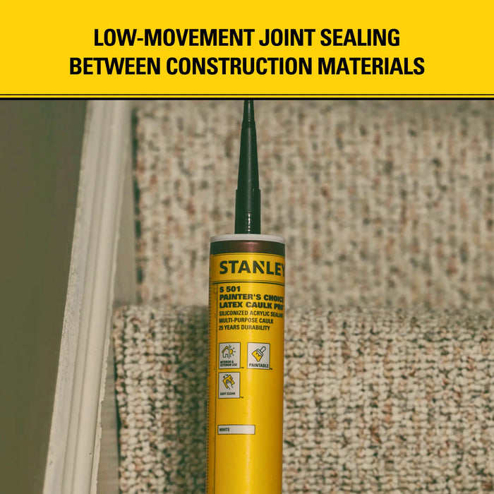 Stanley S501 Painter's Choice Latex Caulk Pro - Siliconized Sealant, 10.1 fl oz