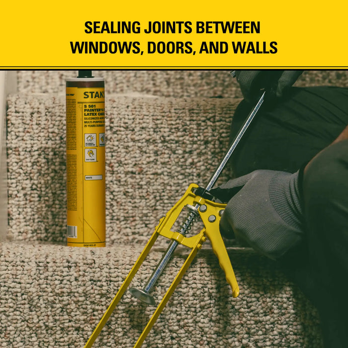 Stanley S501 Painter's Choice Latex Caulk Pro - Siliconized Sealant, 10.1 fl oz