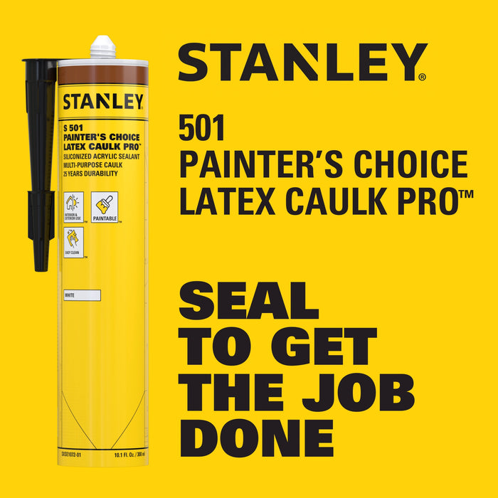 Stanley S501 Painter's Choice Latex Caulk Pro - Siliconized Sealant, 10.1 fl oz