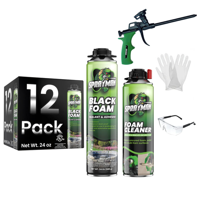Sprayman Pro Black Spray Foam for Pond, Waterfall, Landscaping, and RVs - Gun Foam, 24 oz