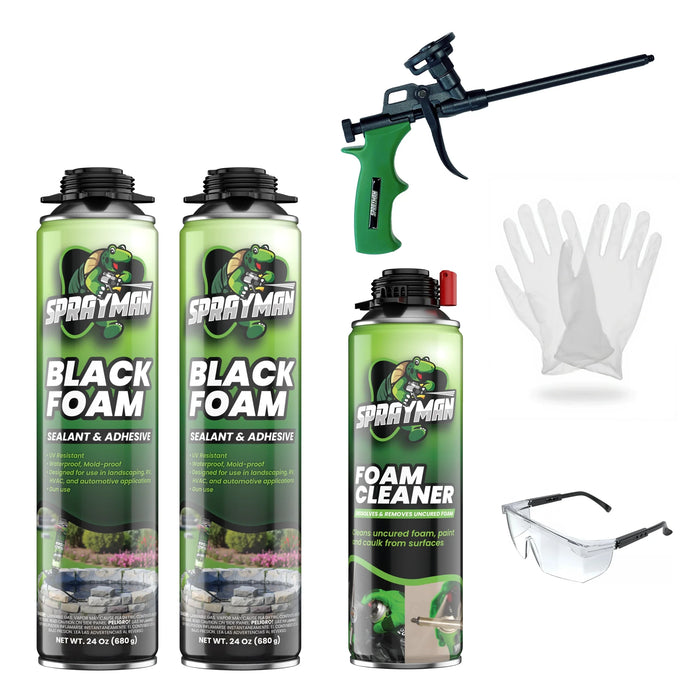 Sprayman Pro Black Spray Foam for Pond, Waterfall, Landscaping, and RVs - Gun Foam, 24 oz