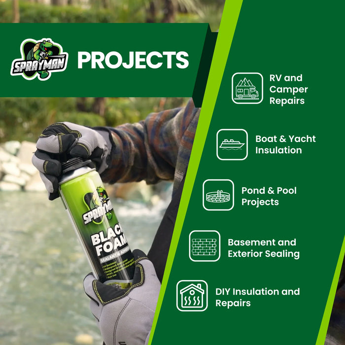 Sprayman Pro Black Spray Foam for Pond, Waterfall, Landscaping, and RVs - Gun Foam, 24 oz