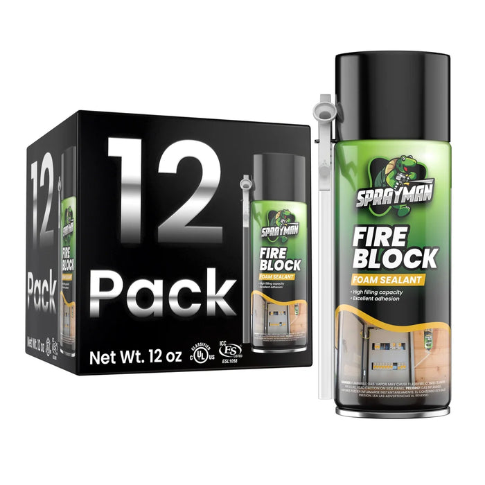 Sprayman Orange Fire Block Foam Sealant with Straw Applicator, 12 oz