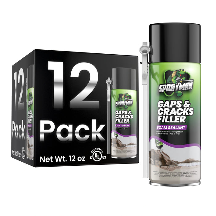 Sprayman Gaps & Cracks Filler Foam with Straw Applicator, 12 oz