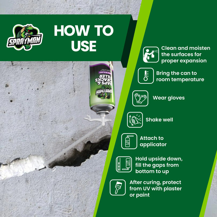 Sprayman Gaps & Cracks Filler Foam with Straw Applicator, 12 oz